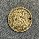 Silver Love Token - 1857 Seated Liberty Half Dime - Hand Engraved