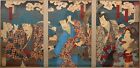 Antique 19th C  Meiji Period Japanese Woodblock Prints By Utagawa Kunisada Iii