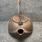 Vintage Cast Iron Tea Kettle Wood Stove Cabin Humidifier Swivel Lid Coil Handle