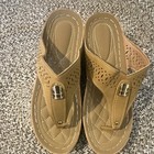 Women   s Tan Slide Sandals Open Toe Comfort Slip On Casual Shoes Size 6