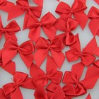 50pcs Boutique Mini Red Satin Ribbon Bows Flowers Appliques Diy Craft For Sew   
