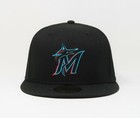 New Era 59fifty Men Women Hat Miami Marlins Game Authentic On Field Black Cap