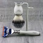 Best Shaving Set Synthetic Brush   5 Edge Razor Classic Men s Grooming Kit Gift