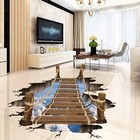 3d Floor  Wall Sticker Removable Bridge Mural Decal Art Living-room Decor