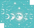  2pcs 11x8 6 Inch Self-adhesive Silk Screen Printing Stencil Phase Pattern Moon