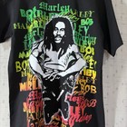 Bob Marley Reggae Legend Rasta Colors Graphic T-shirt Black - Medium