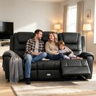 Extra Large Heavy Duty Massage Chair Recliner With Drawer usb 3 Seat Couch Black