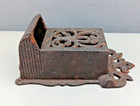 Antique Cast Iron Wall Match Holder Safe Ornate Striker Victorian Deco