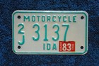 1983 Idaho Motorcycle License Plate