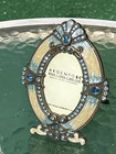 Argento Sc Picture Frame Turquoise Swarovski Crystals Enamel Art Deco Brass Nwot
