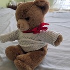 Vintage Gund Brown Teddy Bear Plush Stuffed Animal Small White Sweater Toy 1983