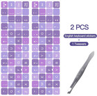 2pcs English Keyboard Stickers Purple W  White Letters For Laptop Desktop   Twee