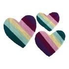 Vintage Punch Needle  3  Hearts Love Embroidery Patch Art Unique Rainbow