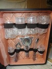 New Vtg Destinations Portable Travel Bar Choc Brown Combo Lock W bar Tools cups