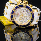 Invicta Men Pro Diver Scuba Chronograph Gold Blue Silver Dial White Strap Watch