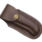 Handmade Top Grain Leather Belt Sheath For Buck 110 Folding Knife Vertical Brown