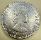 1964 Bermuda 1 Crown     Queen Elizabeth Ii     Silver Coin