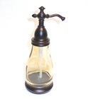 Bronze Tone Pump amber Color Glass Vintage Style Soap Bathroom kitchen Dispenser