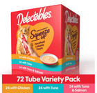 Squeeze Up Interactive Lickable Wet Cat Treat Variety Pack  0 5oz Tube  72 Ct 