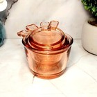 4 Pc Nesting Measuring Cups  Pink Amber Depression Style Glass  Vintage Kitchen