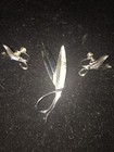 Vintage 1940s   1980s Star Art Sterling Silver Leaf Brooch   Screw-back Earring Se