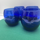 Set Of 4 Cobalt Blue Stemless Wine Glasses 14 Oz Beverage Glasses Tumblers