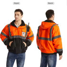 Hi-vis Waterproof Safety Jacket W  Detachable Hood  yellow orange    black  No Hoo