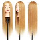 Mannequin Head 100  Real Hair Styling Training Head 24-27inch Manikin Cosmeto   