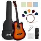 Moukey 38 Inch Acoustic Guitar Basswood Sunburst   Strap Bag Pick String Eag-100