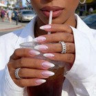 Press On Nails - Almond Fake Nails - French Tip False Nails Press Ons - Medium