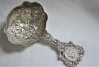 Antique German Hanau 800 Silver Caddy  Bonbon  Spoon With Birds And Flowers