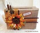 Fall Wedding Card Box rustic sunflower beige personalized holds 30 Cards flowers