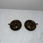 Vintage Set Of Two Brass Finger Loop  Candle Holders Candlestick 4  India