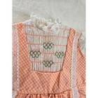 Polly Flinders Vintage Girls Orange Gingham Hand Smocked Dress Size T4 Lace Trim