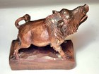 Antique Anton Fischer Oberammergau Blackforest Germany Wood Wild Boar Sculpture 