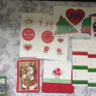 Vtg Lot Christmas Gift Tags 80s Stickers Window Clings Post Cards Thank You Note