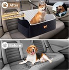 Large Dog Booster Seat  Soft Memory Foam Car Bed With 2 Safety Leashes  Grey