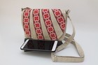 Beige Cotton Shoulder Bag With Magnetic Flap   Dual Inner Pockets 