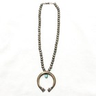 Vintage  Sterling Silver  Necklace Navajo Old Pawn Naja Turquoise Squash Blossom