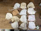Lot Of 13 Vintage Baby toddler Lace Bonnets For Small Dolls White Trim Floral