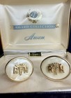 Vintage Anson Rn Cufflinks Gold Tone Mother Of Pearl Caduceus Award Box Usa