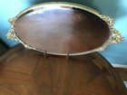 Vintage Gold  Oval Roses Floral Vanity Mirror Filigree Ormolu Tray