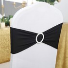 Peomeise 25pcs Black Spandex Chair Sashes Buckle Slider For Wedding Party