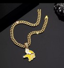 Minnesota Vikings Gem Necklace Gold Bling Football Pendant   24 chain