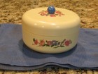Beautiful Antique Vtg Art Deco Powder Box Jar Bakelite Knob Flowers  