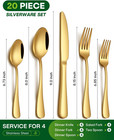 20 Piece Gold Silverware Set  Stainless Steel Flatware Set For 4 Food Grade Cutl
