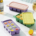 1pc Silicone Ice Cube Tray With Lid Baby Food Freezer Storage Mold - New