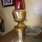 Vintage Hand-painted Amber Glass Decanter   Shot Glass Set Made In Italy 