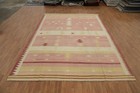Geometric Pink Wool Kilim Flat Weave Area Rug Reversible Room Size Carpet 9x13