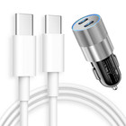 Pd 40w Dual Usb-c Fast Car Charger Plug Type C Cable For Iphone 15 16 17 Android